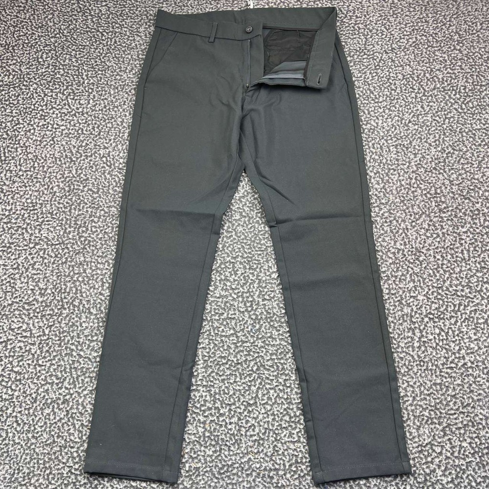 Plaid&Plain Dress Pants Men 32x30 Black Slim Fit Stretch Chino Pocket